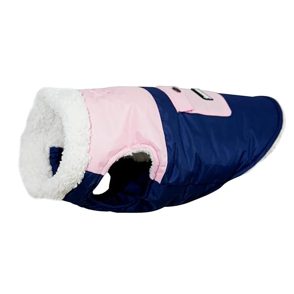 犬服 冬用 綿服 犬用コート ドッグウェア 寒冬対策 防寒防風防雪ジャケット 保温綿入れ 着脱簡単 暖かい 柔らかい 可愛い 小型犬 中型犬 大型犬 お散歩 (ピンク・ブルー, L)