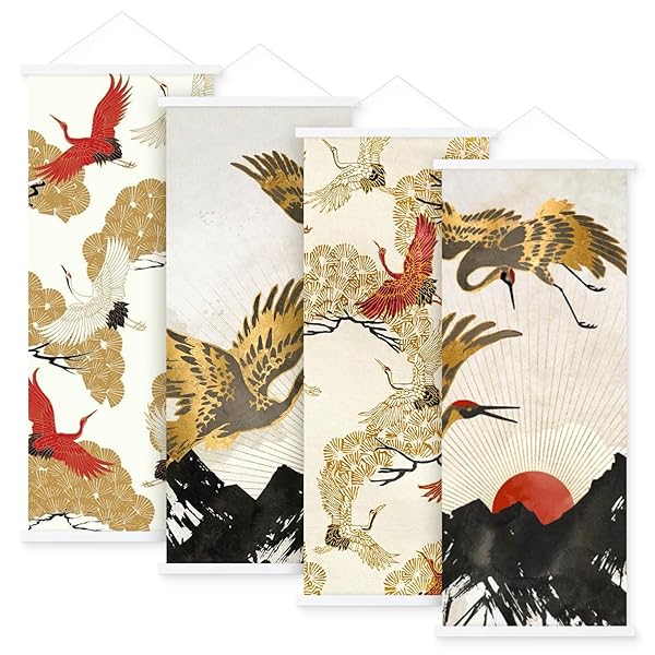 4枚セット 手ぬぐい タペストリー棒マグネット 幅35cm ポスターハンガー B3 木製ポスターフレーム ポスター吊りフレーム 木製額縁 写真、地図、印刷、手ぬ...