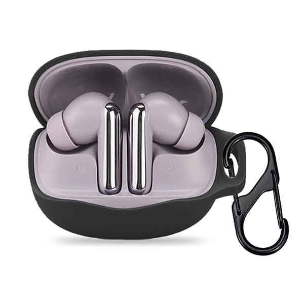 For QCY MeloBuds N50 ケース カバー シリコン 保護ケース 充電便利 全面保護 紛失防止 滑り止め 軽量 キズ防止 スリム 薄型 旅行 耐衝撃 防塵-ブラック