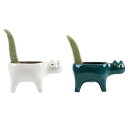 かわいい 猫の植木鉢 2個セット 多肉鉢 陶器鉢 猫プランター 多肉植物 サボテン 猫のしっぽ 猫プランターポットの装飾 猫のハーブプランター ガーデニング ホ...