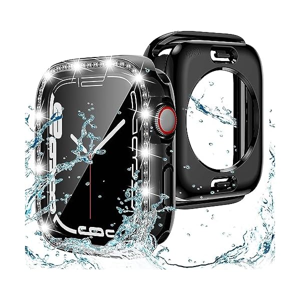 for Apple Watch ケース 360度全面防水 バンド 水泳・スポーツ専用 ガラスフィルム 一体型 applewatch用 カバー 360フルボディ防水 アップルウォッチ ケース Apple Watch Series6/SE3/SE2/SE