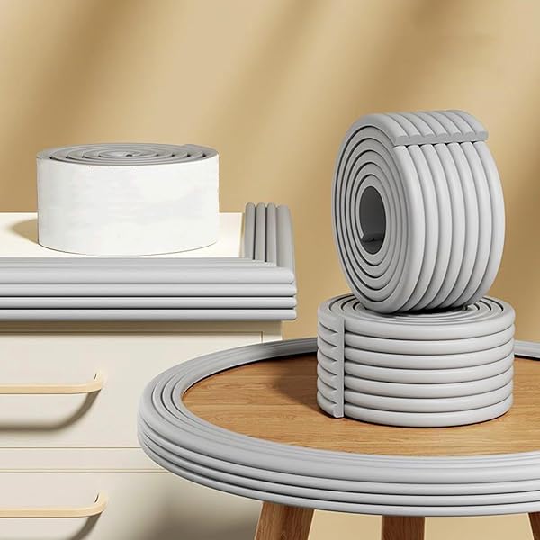 コーナー ガード コーナークッション 赤ちゃん 怪我防止 コーナークッション 全長2m ＋ バッキング 衝撃から守る W型 (グレー-灰色)