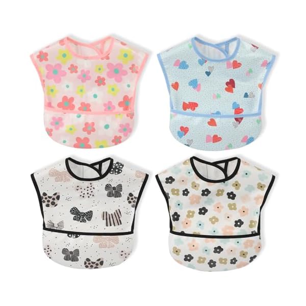 お食事用エプロン ベビー 離乳食 エプロン 3D 立体 保育園エプロン - 防水よだれかけ 赤ちゃん 5枚セット 速乾 洗濯機で洗える 名前を書ける 【保育士推奨】 保育園用 男の子 女の子