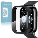 For Xiaomi Redmi Watch 5 Lite 用 ケース ガラスフィルム 一体型 Redmi Watch 5 Lite 保護カバー 全面保護 耐衝撃 高透過率 指紋防止 フェイスカバーセット(黒)(2)