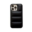 iPhoneケース カバー ソフトケース 3D 立体 クッション ダウンジャケット 携帯ケース 面白いです ストラップホール 耐衝撃 アップル 男女 アイデア 人気 韓国 おしゃれ (15 pro, 黒)