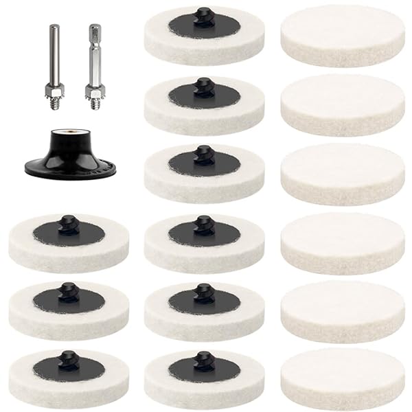 15枚セット ポリッシャー バフ 50mm 羊毛 フェルトバフ 六角軸 電動ドリル バフ ポリッシャー 車 ガラ..