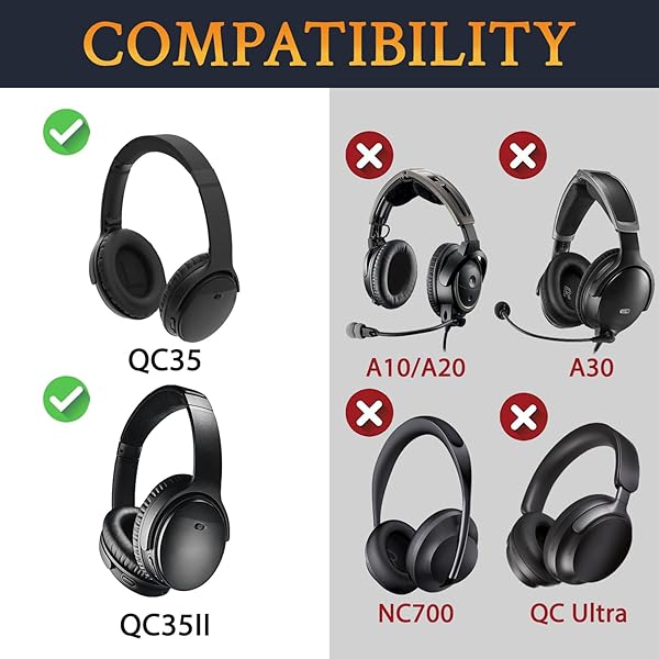 SoloWIT イヤーパッド イヤークッション 交換用 Bose QuietComfort 35 & 35ii(QC35 & QC35ii)に対応 ヘッドフォンに適用 ヘッドホンパッド 遮音 ソフトレザー 高密度フォーム (ブラック)