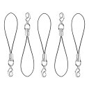 カニカン付ストラップ紐 携帯 アクセサリー パーツ 部品 金具 (黒30本(カニカン付))