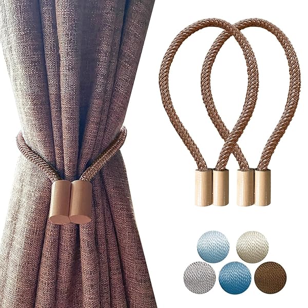 木造 カーテン タッセル マグネット カーテンアクセサリー カーテン止め 2個セットカーテン飾り（ダー..