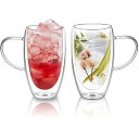 ダブルウォールグラス 450ml 2個セット 保冷 保温 耐熱 二重 グラス ダブルウォール コップ 結露しないグラス 二重グラス アイスコーヒー グラス マグカップ ガラス 二重構造 二重ガラスコップ 2重 グラスコップ ティーカップ タンブラーグ
