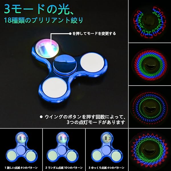 ハンドスピナー光る 18種類の鮮やかな絞り ハンドスピナー よく回る ハンドスピナー 子供 小さめ 大人ストレス解消 スピン ウィジェット