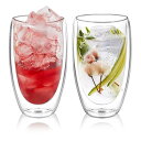 ダブルウォールグラス 450ml 2個セット 保冷 保温 耐熱 二重 グラス ダブルウォール コップ 結露しないグラス 二重グラス アイスコーヒー グラス マグカップ ガラス 二重構造 二重ガラスコップ 2重 グラスコップ ティーカップ タンブラーグ