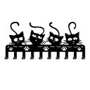 キーフック かわいい猫 鉄製フック 壁掛けフック 猫キーホルダー 壁取り付け式コートラック ウォールハンガー マルチフック ネジ付き鍵フック 壁面収納 おしゃれ 高耐荷重 ウォールラック コート 傘 帽子 タオル 洋服掛け 扉 寝室 浴室 玄関 オフ