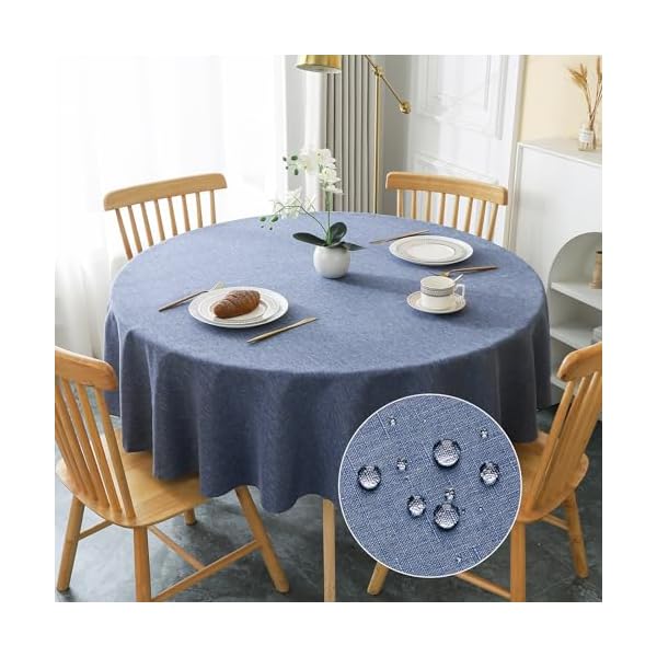 テーブルクロス 丸 撥水 汚れ防止 円型 おしゃれ シンプル テーブルカバー リネン類 耐熱 速乾 丸洗い お手入れ簡単 業務用・家庭用 ネイビー 直径180cm