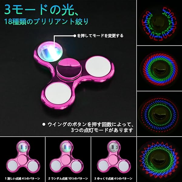 ハンドスピナー光る 18種類の鮮やかな絞り ハンドスピナー よく回る ハンドスピナー 子供 小さめ 大人ストレス解消 スピン ウィジェット