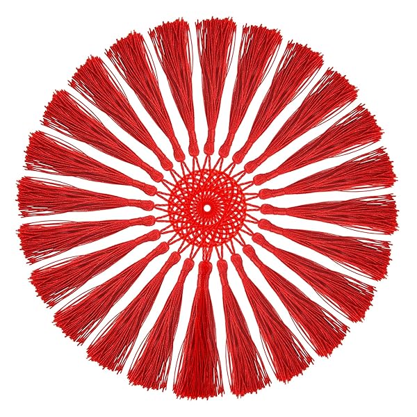 25個 シルクタッセル 装飾的ブックマークタッセル フリンジ 手作り素材 DIY用品 房飾り中国結装飾 (レッド)