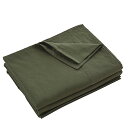 フラットシーツ クイーン 250x260cm 敷きシーツ ベッドシーツ オーガニックコットン アッパーシーツ 洗いざらしの綿100% 無地 オリーブグリーン(3)