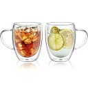 ダブルウォールグラス 350ml 2個セット 保冷 保温 耐熱 二重 グラス ダブルウォール コップ 結露しないグラス 二重グラス アイスコーヒー グラス マグカップ ガラス 二重構造 二重ガラスコップ 2重 グラスコップ ティーカップ タンブラーグ