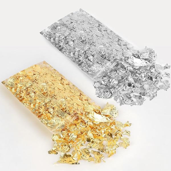 金箔 ヘア用 銀箔 髪飾り 浴衣 金粉 振袖 和装 結婚式 成人式 ネイル用 5g/10g ホログラム 金箔シート 模造金箔 金箔ヘア用 銀箔 髪用 髪飾り 金箔フレーク ヘアアレンジ 卒業式 セルフネイル DIYジュエリー レジン デコ (銀箔5g