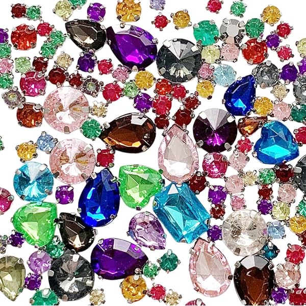 約160個入り アクリルストーン 縫製 ビーズ パーツ カラフル ラインストーン アソートセット DIY手作り..