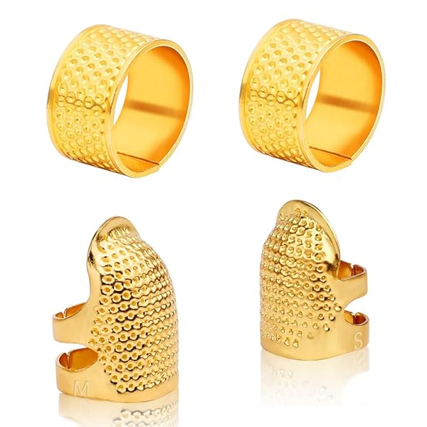 【ゴールド】指ぬき 手芸裁縫指ぬき 指プロテクター 指先指ぬき 指保護 裁縫道具 手芸用品 調整可能な指金属シールド 滑り止め 刺繍 DIY裁縫用具 裁縫指ぬき...