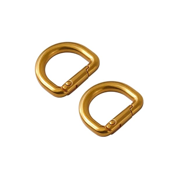 2個入り スプリングフック Dカン バックル D型カン ネジ式 装飾 パーツ 手作り もち手 バッグ 手芸 交換用 金具 DIY 補修 修理 (ゴールド B, ...