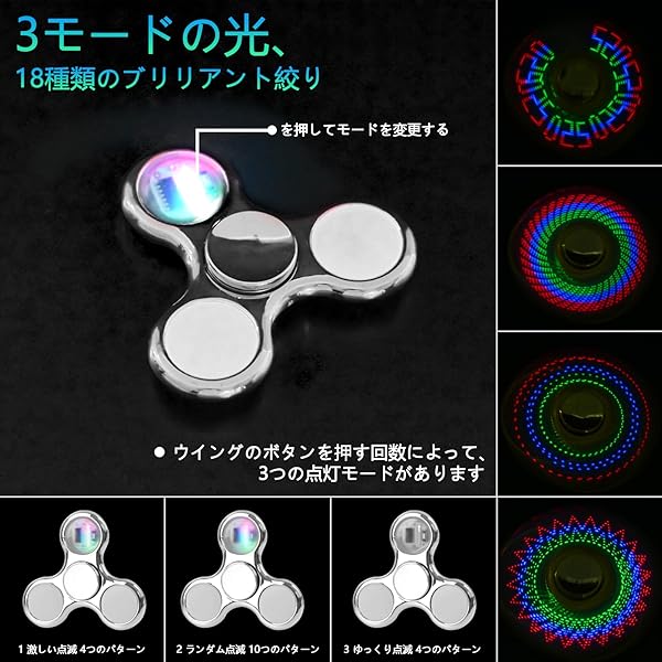 ハンドスピナー光る 18種類の鮮やかな絞り ハンドスピナー よく回る ハンドスピナー 子供 小さめ 大人ストレス解消 スピン ウィジェット