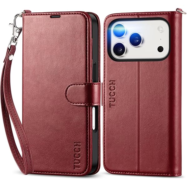 iphone 17Pro 対応 ケース 手帳型 ストラップ付き 6.3インチ 4つカード収納 RFIDブロッキング 横置