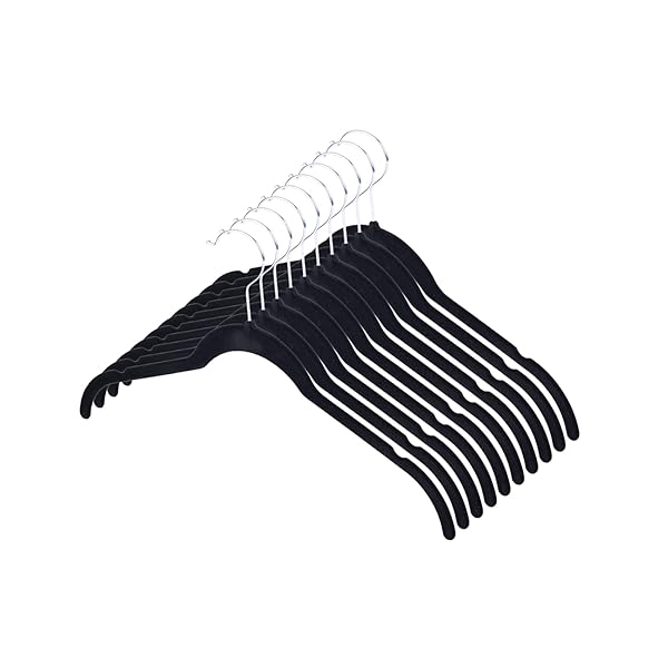 ハンガー すべらない セット 『高級アパレル店採用のシンプルハンガー』 スーツハンガー おしゃれ 滑り落ちない 型崩れ防止 スリムハンガー (10本組 ブラック フック回転式)