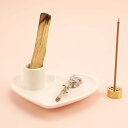Palo Santo スティック用ホルダー パロサント香炉 お香ホルダー 9穴 ウッドボウル お香立てスタンド 灰受け パロサント 受け皿 ホルダー パロサント 皿 Palo Santo Holder セラミック 線香立て香炉 浄化用(3)