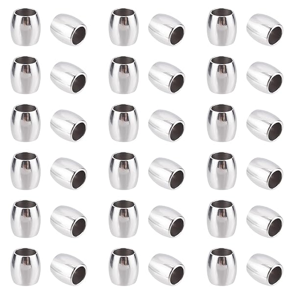 約100個 バレルビーズ 6mm 304ステンレス製スペーサービーズ 桶形ビーズ オーバルビーズ ステ