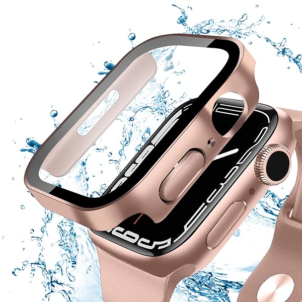 対応 Apple Watch ケース Series 9/8/7 41mm 防水 3D直角エッジデザイン アップルウォッチ カバー ガラ