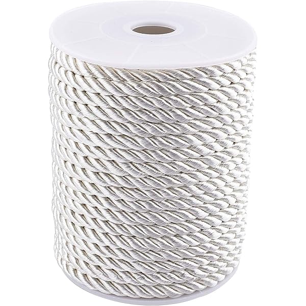 PandaHall 約18m/巻き 5mm ホワイト紐 ツイスト ナイロン ロープ 編みコード 手芸コード 髪飾り 成