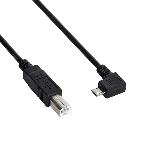 Micro USB - プリンターケーブル、Micro USB OTG 90度直角 - USB Type B プリンター スキャナー ハードデ