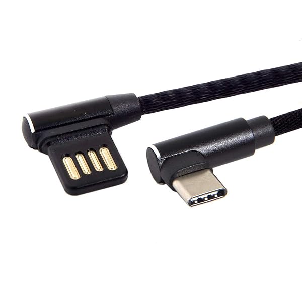 USB-C 3.1 Type-C オス - 左角度 90度 USB 2.0 データケーブル 15cm デュアルアングルタイプ(Type-C)