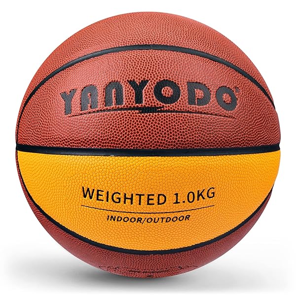YANYODO ヘビーボール ウエイトボール バスケットボール 7号 ヘビー ウエイト PU革球 スキル トレーニング バスケボール 練習用 屋外 屋内用 大人 高学生 大学生用 オレンジ 黄色 1.0kg