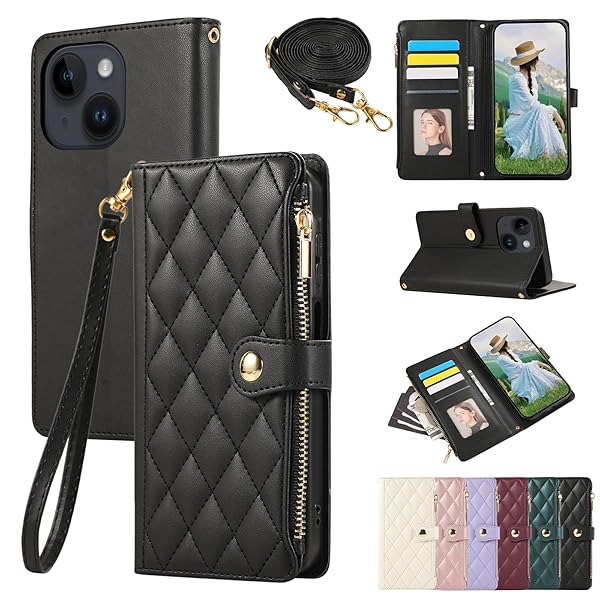 For iPhone 15 Plus ケース 手帳型 いphone15plus ケース ショルダー iphone15プラスカバー ひし形柄 ア