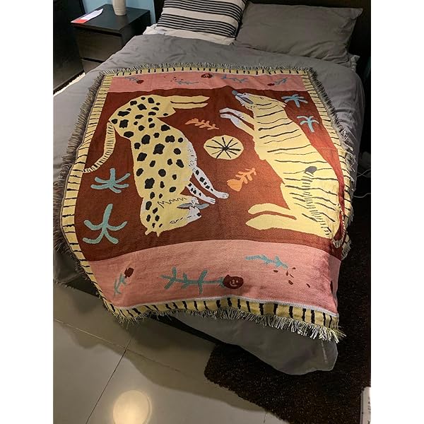 個性的なアニマル柄 ヒョウ柄 タイガー柄 ピンク チーター, タイガー, ラグ ブランケット お