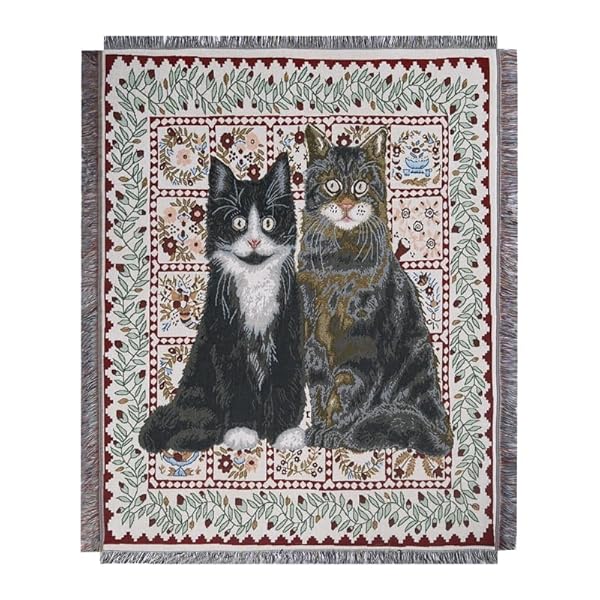 アメリカン アンティークな猫ちゃんがキュートなマルチカバー（マルチクロス） 130X160cm