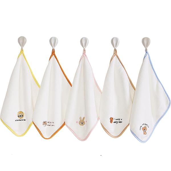 ループ付きタオル 5枚入 ループタオル 柔らかくて肌に優しい 吸水速乾 ハンドタオル 口拭き