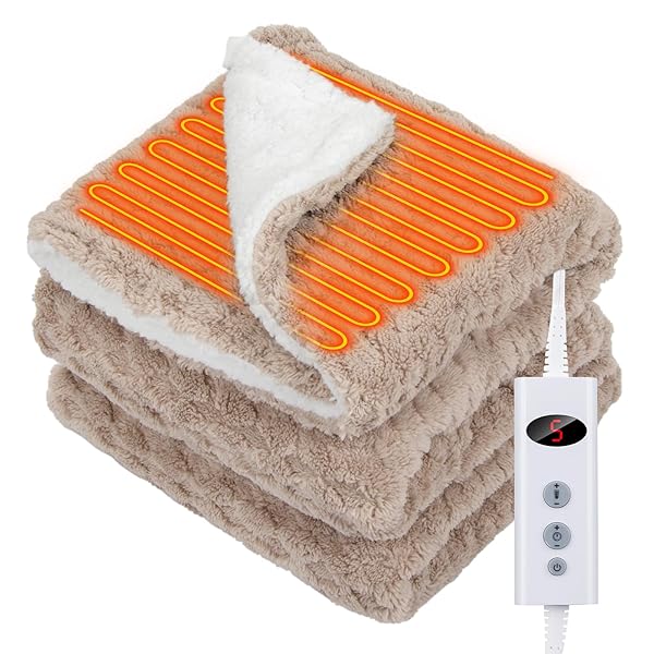 電気毛布 掛け 敷き160×100cm 電気ひざ掛け 9つタイマー機能 10段階温度調整 ふわふわ 電気ブラ