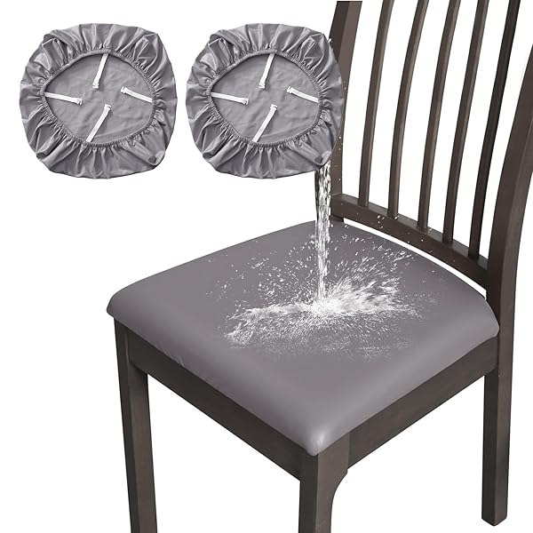 PU座面カバー チェアカバー 2枚 椅子カバー 防水 ダイニングチェアカバー ストレッチ 伸縮素