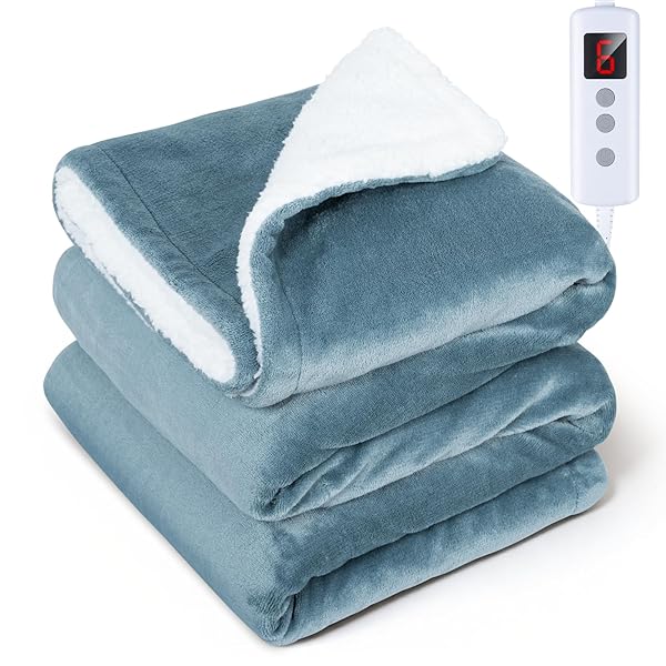 電気毛布 掛け敷き兼用 電気ひざ掛け 140×80cm 電気ブランケット 【両面使用可能フランネル＆