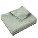 フラットシーツ ダブル 220x250cm 敷きシーツ オーガニックコットン ベッドシーツ アッパーシーツ 洗いざらしの綿100% 無地 グリーン(3)