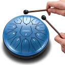 スリットドラム スチールタングドラム LEKATO 金属ドラム 11音 6インチ 打楽器 マレット 収納バッグ付き 瞑想 ヨガ 禅 ブルー(海の波紋)(2)