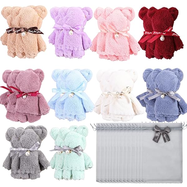 クマタオルハンカチ 可愛い プチギフト 個包装 くまタオル プレゼント ベアタオル お礼 柔ら