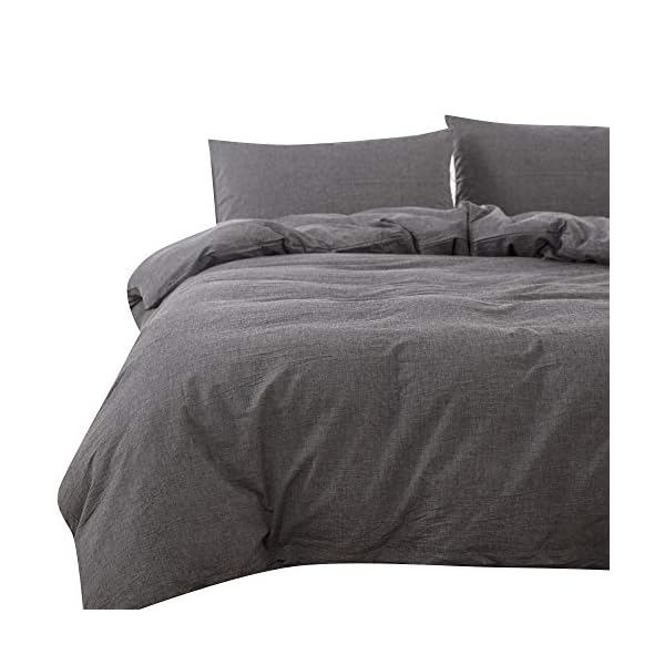 掛ふとんカバー クイーン 210x210cm チャコールグレー オーガニックコットン洗いざらしの綿100%