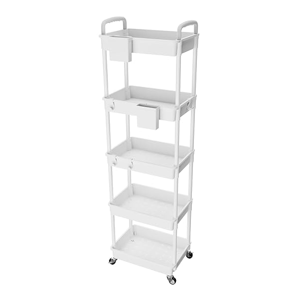 キッチンワゴン ワゴン キャスター付き 5段 スリム 収納ワゴン 大容量 収納カート ハンドル/