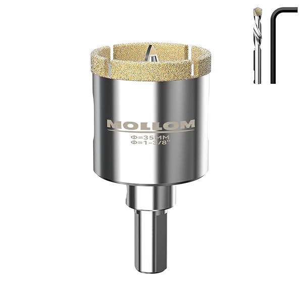 乐天商城 - 1-3/8” (35mm) ダイヤモンドホールソー 1個入り、取り外し可能なガイドドリルビット2本付き、