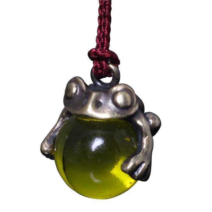 蛙 チャーム / 龍頭 蛙玉 根付 真鍮 Yellow Glass ストラップ 蛙 カエル シルバー メンズ レディース 男性用 女性用 和柄 和風 ペア ビー...
